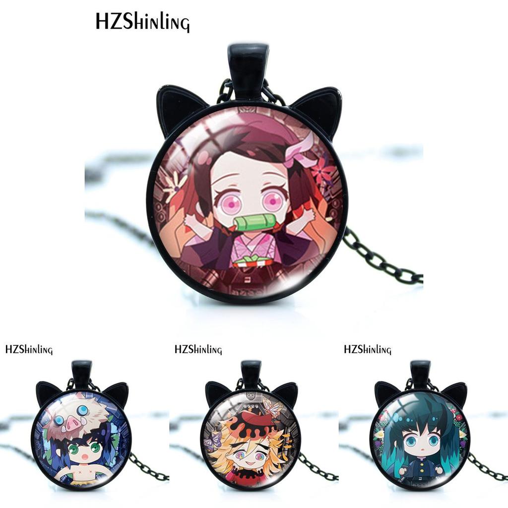 Stylish Alloy Necklace Inspired By Demon Slayer Featuring Tanjiro Butterfly Shinobu Pendant