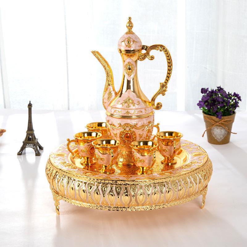 Ретро-дворцовый винный набор, для дома, свадьбы, праздничные принадлежности, металлический подарок, набор фляжек с украшениями, рождественский подарок, европейский стиль