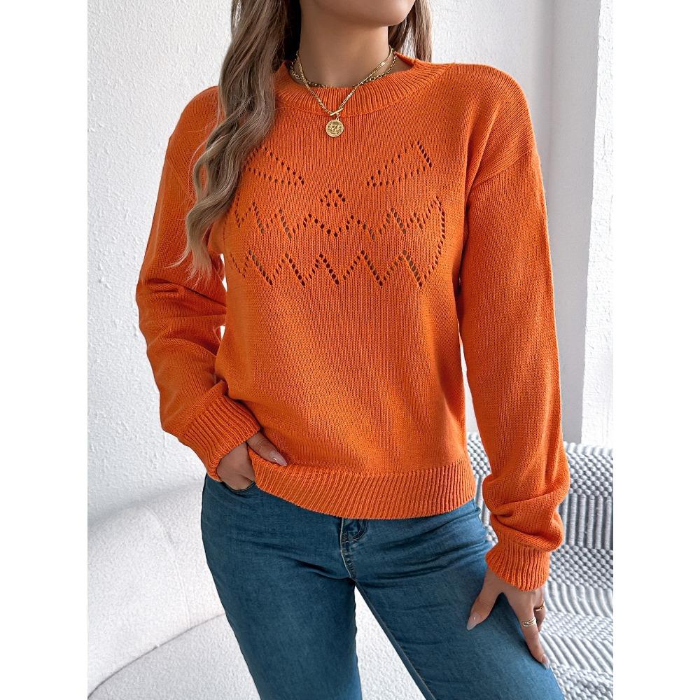 Женский вязаный свитер - Однотонный пуловер с рукавами-фонариками на шнуровке, Хэллоуин, женский топ