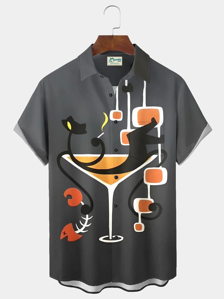 Летняя мужская рубашка с 3D-печатным геометрическим рисунком, повседневные гавайские рубашки, рубашки с коротким рукавом и застежкой на пуговицы