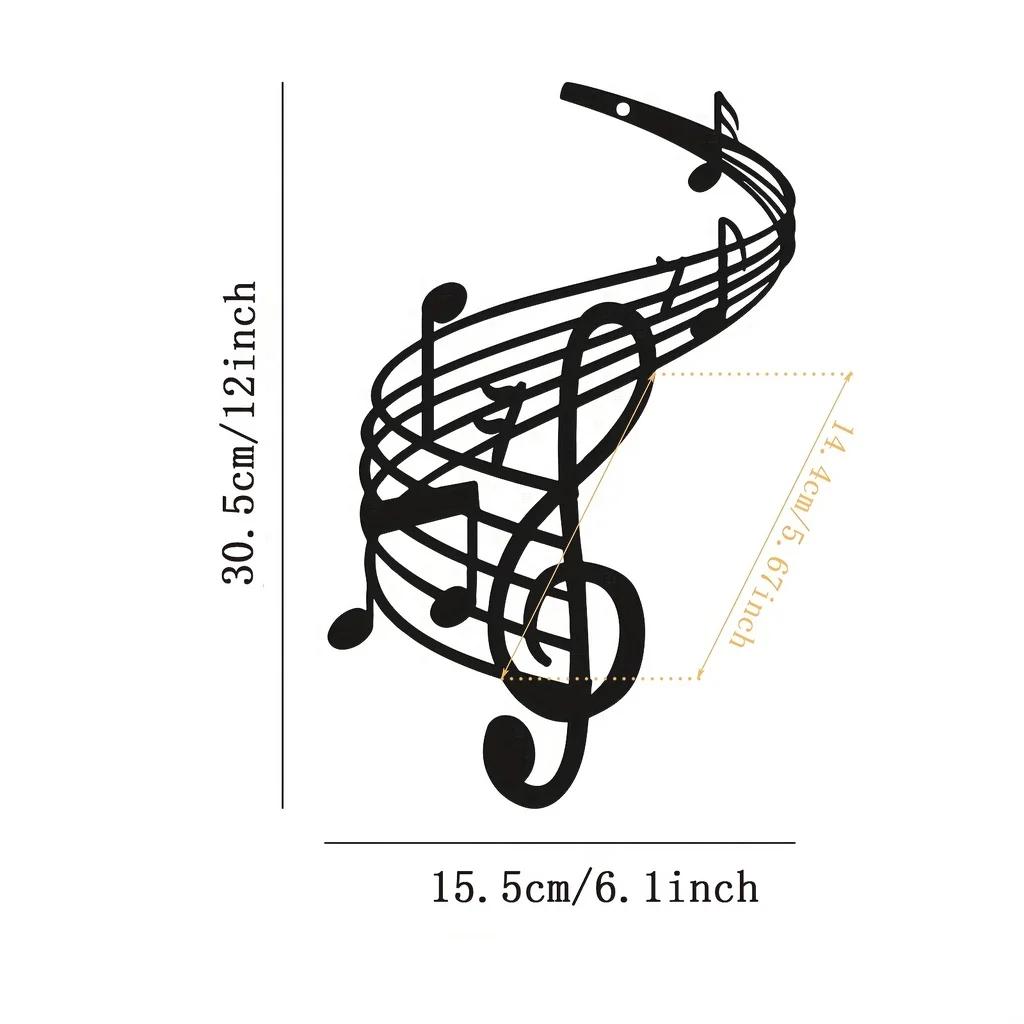 Ноты Металлическое настенное искусство – Черный настенный декор, элегантная подвесная скульптура для дома, спальни, сада, идеальный подарок на новоселье