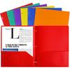 Feosky Folders with Pockets, 6 Assorted Colors Plastic Two Pocket Folders, File Folder, 2 Pockets Folder and 3 Hole for School, Home, and Office