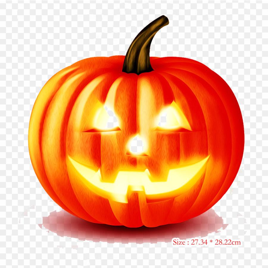 Halloween Psd Jack O' Lantern Halloween Iron On Heat Transfer Printing Vinyl Patches Sticker for Clothes DIY Appliques Washable Patches