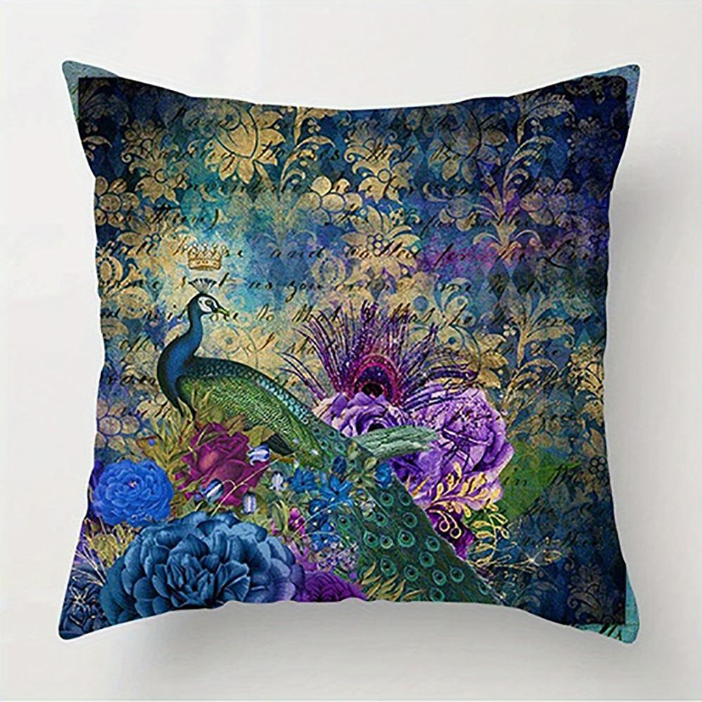 4Pcs Peacocks Showcasing Majestic Featherssuitable For Sofa Car Bedroom Decorative Cushion Cover Pillow Cover