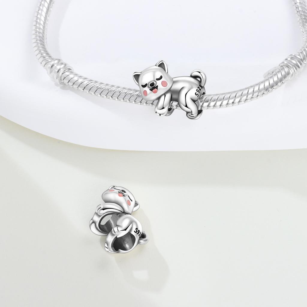 Медь Коала Щенок Спит На Животе Цепочка Шармы Бусины Подвеска Для Оригинального Браслета Женские Украшения для Девочек
