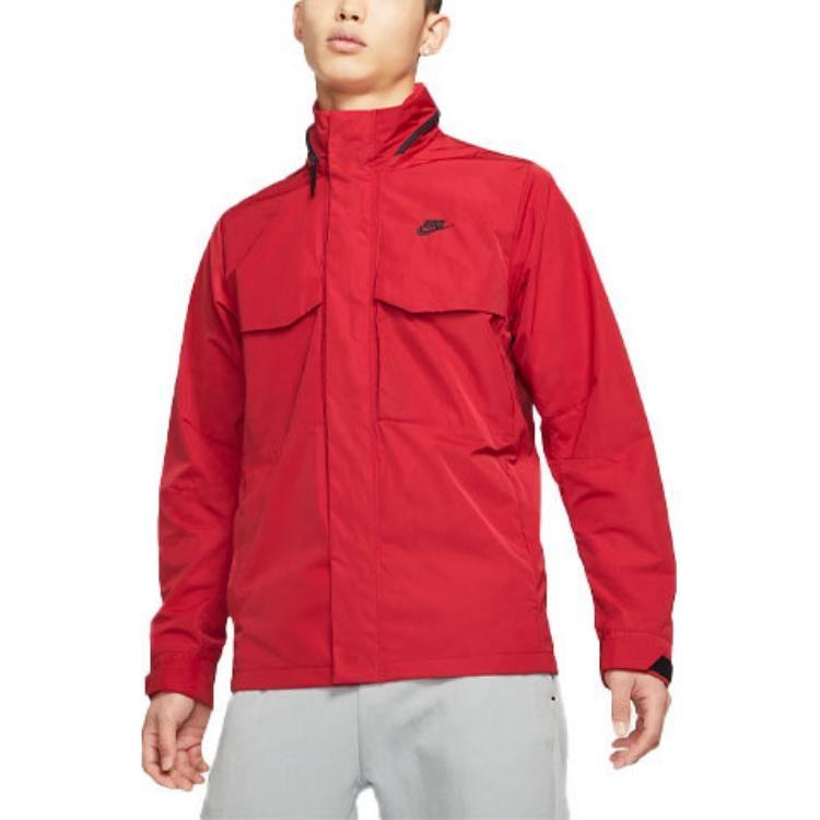 Nike Sportswear Multiple Pockets Hooded Jacket Red Men's CZ9880-657
