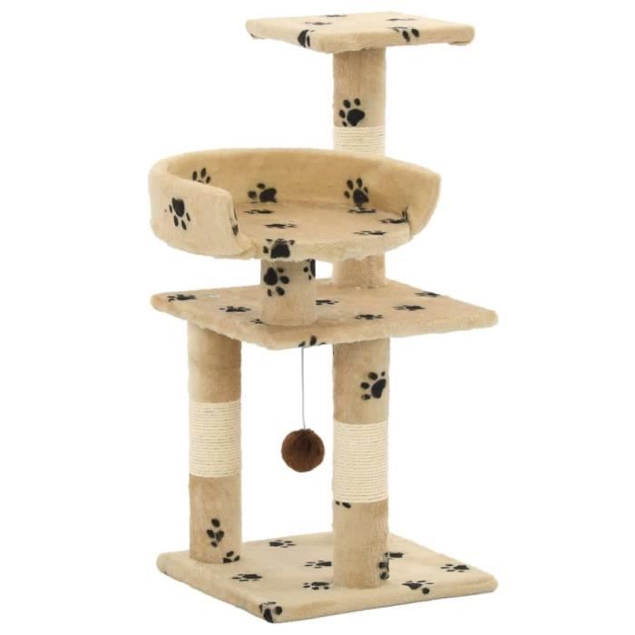 VidaXL Cat Tree and Sisal Scratching Posts 65 Cm Beige Paw Print