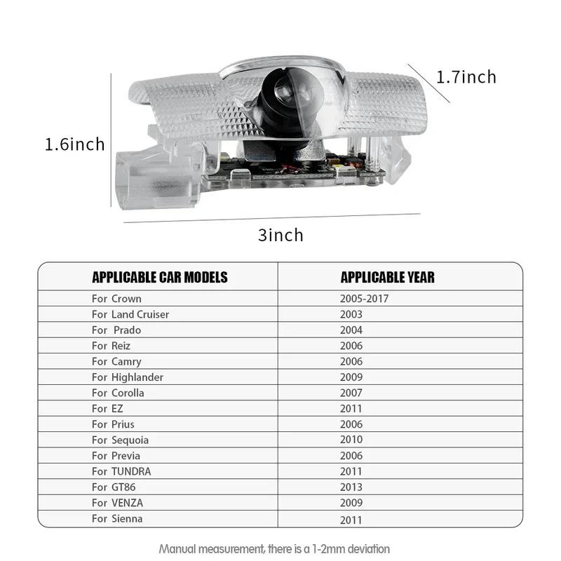 VTSJ3 Car LED HD Projector Lamp Car Door Welcome Lights For Toyota Corolla Camry Prado Venza Prius Land Cruiser Sequoia Previa Sienna
