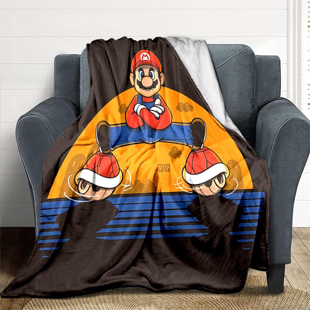 1pc Mario Flannel Blanket, Soft Skin-Friendly with Digital Printing, Various Sizes Available