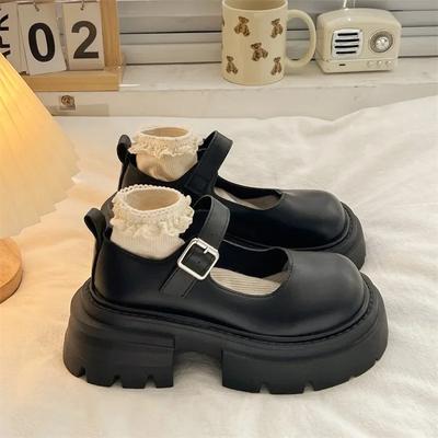 Модная элегантная женская обувь на каблуке Новая мода Мэри Джейн Туфли-лодочки на высоком каблуке с ремешком на пряжке Платформа Круглый носок Повседневные офисные туфли