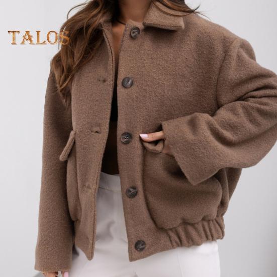 Женский шерстяной жакет с отложным воротником, однобортное пальто с плиссированным подолом, термобелье с длинными рукавами, для поездок на работу, свиданий, весна-осень-зима