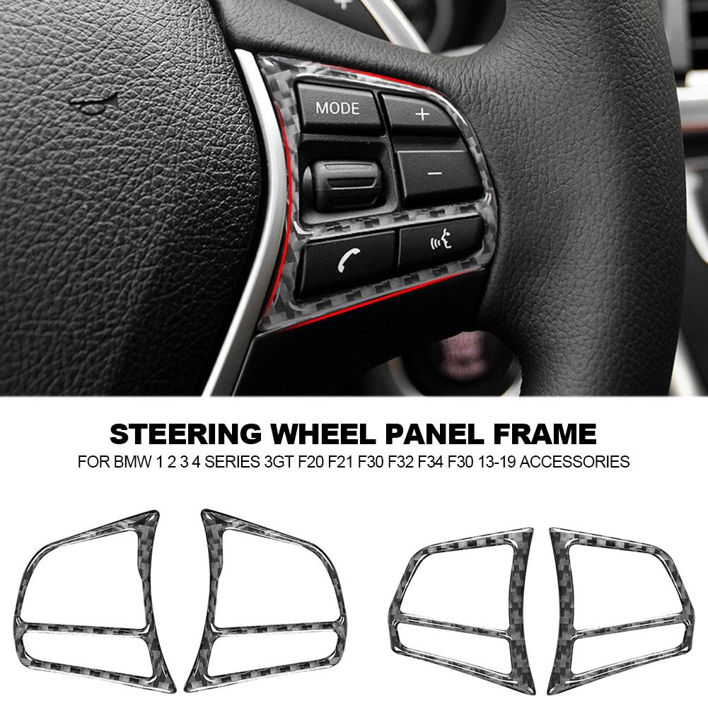 2 шт., наклейки на кнопки рулевого колеса из углеродного волокна для салона автомобиля, отделка, стиль автомобиля для BMW F30 F31 F34 F45 F32 F33 F36 F22