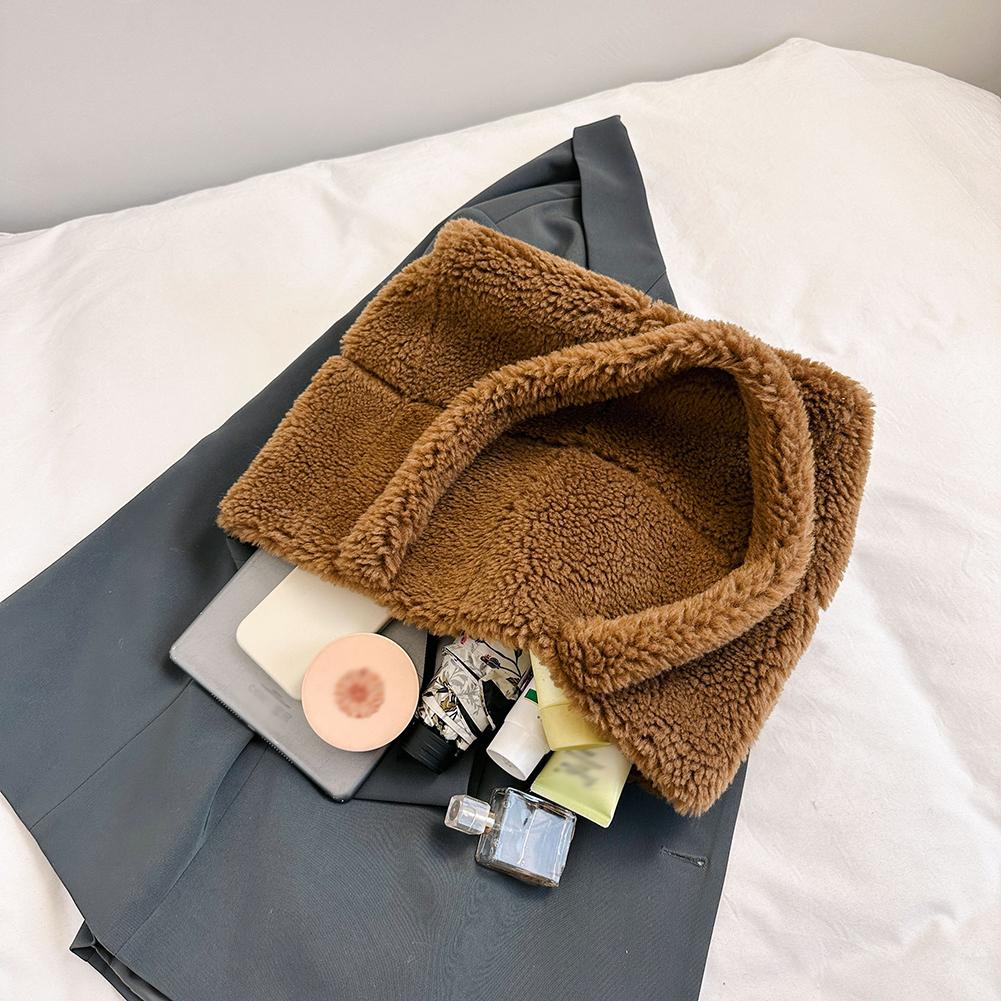 Пушистая плюшевая женская сумка подмышки, большая большая сумка из овечьей шерсти, однотонная сумка-шоппер, женская сумка подмышки, большая вместительная квадратная сумка на плечо