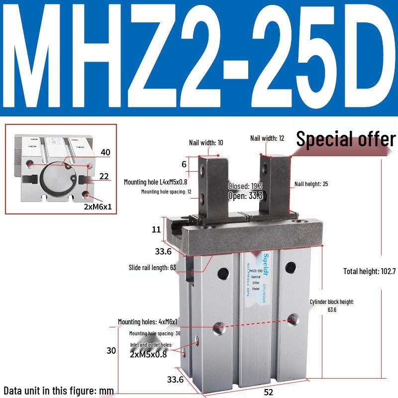 MHZL2 Pneumatic Finger Cylinder Parallel Manipulator Gripper MHZ2/HFZ Series