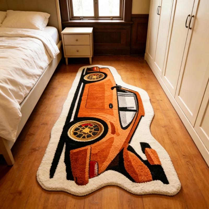 Car Shape Rugs for Bedroom Creativity Bedside Floor Mat Thick Plush Living Room Decoration Washable Carpet Home Fluffy Soft Rug