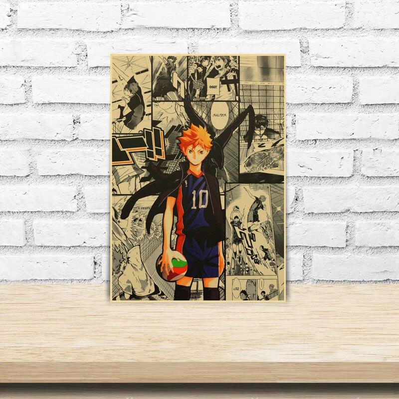 Аниме Haikyuu плакат ретро крафт-бумага волейбольный мальчик принты современное украшение дома настенная художественная роспись Декор комнаты Эстетический