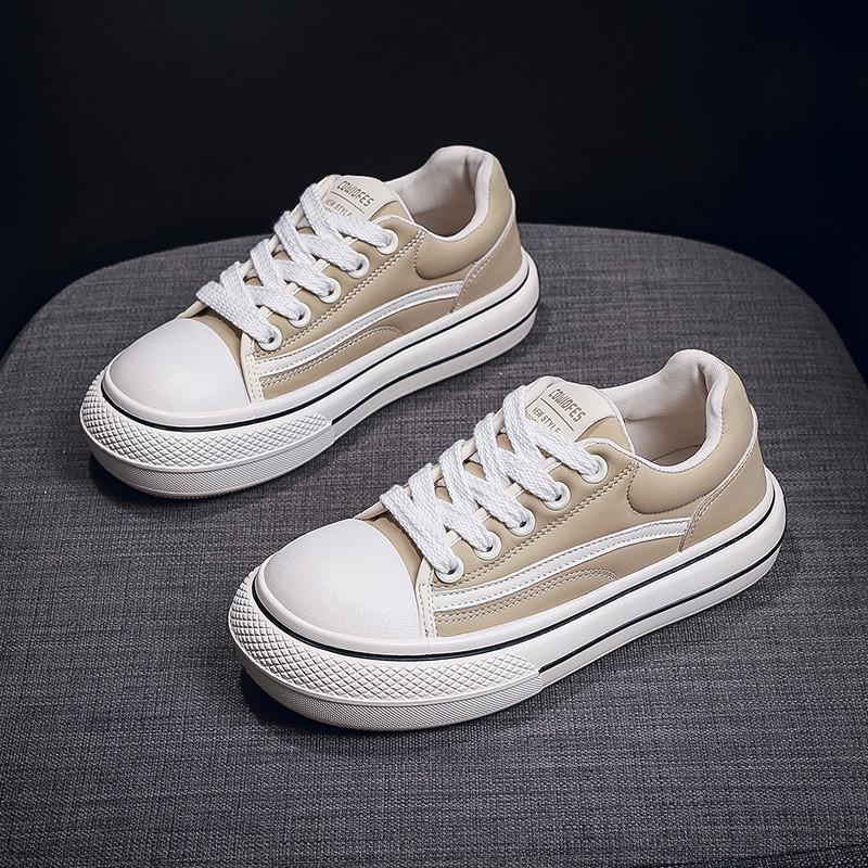 2025 Spring and Autumn New Canvas Shoes Female Student Fashion Lace-up White Shoes Board Shoes Ins Casual Women's Trend Korean Version