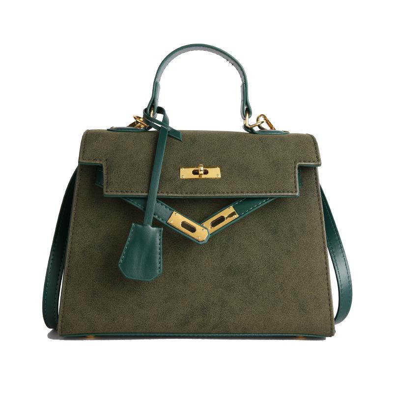Textured suede large-capacity Kelly bag 2026 new Korean fashion temperament versatile single shoulder messenger women's bag