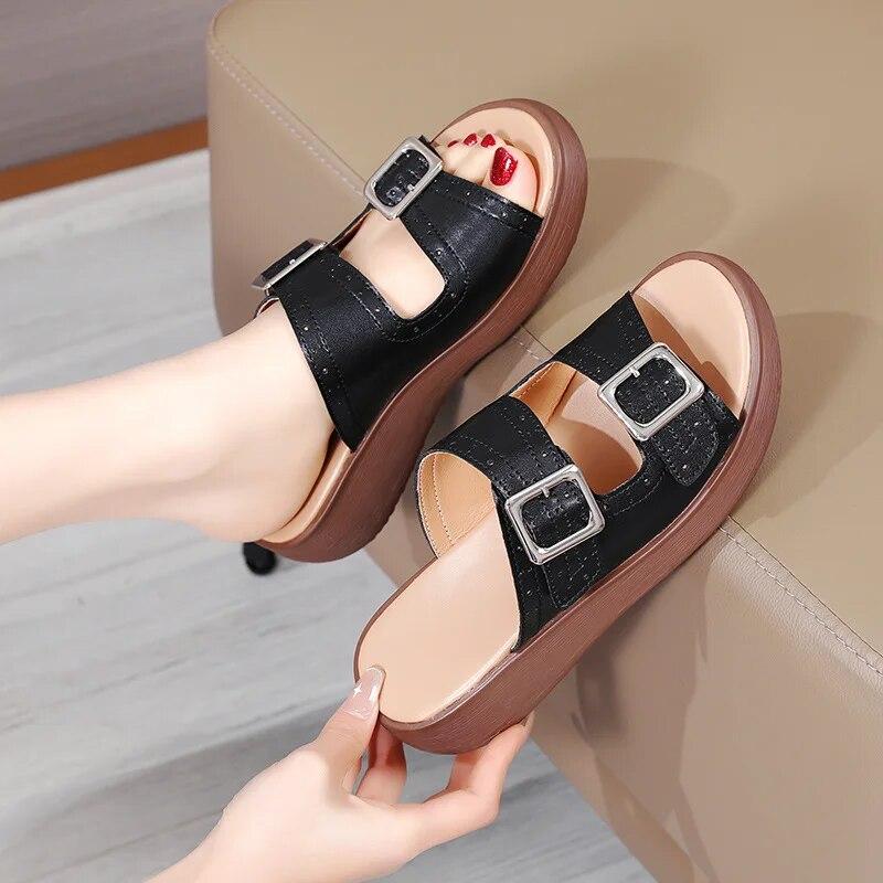 Летние шлепанцы, уличные женские пляжные сандалии, женская летняя обувь, шлепанцы, шлепанцы на платформе, тапочки на плоской подошве