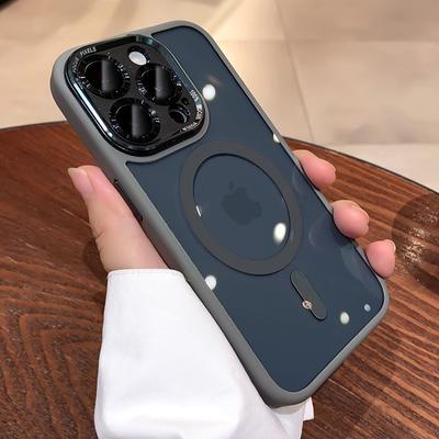 Роскошный матовый бампер, магнитный прозрачный чехол для iPhone 15 14 13 12 11 Pro Max 14 Plus Magsafe, защитный чехол для линз с беспроводной зарядкой