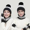 3Pcs/Set Winter Hat Scarf Gloves Set Plush Ball Decor Hat Thickened Plush Lining Neck Gaiter Touch Screen Gloves Set