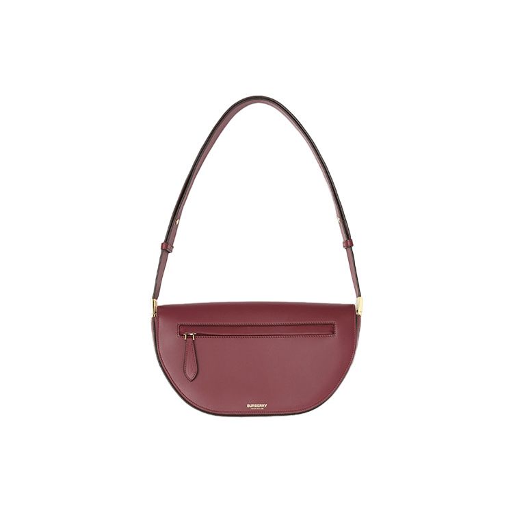 Burberry Olympia Adjustable Shoulder Strap Leather Half Moon Bag Women Shoulder Bag Burgundy 80347171