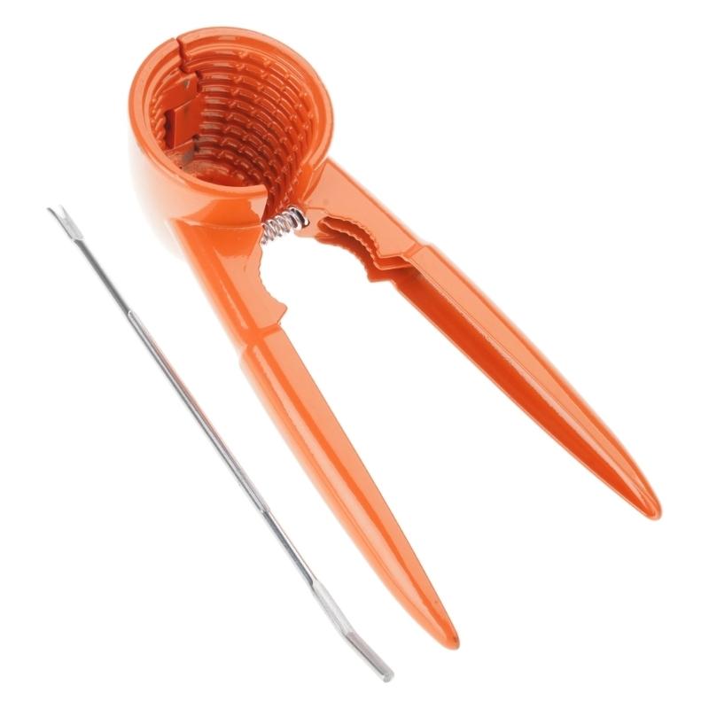 652F Прочная алюминиевая орехокол двойного действия нескользящая ручка простое управление для грецких орехов пекана щипцы зажим для домашних кухонь