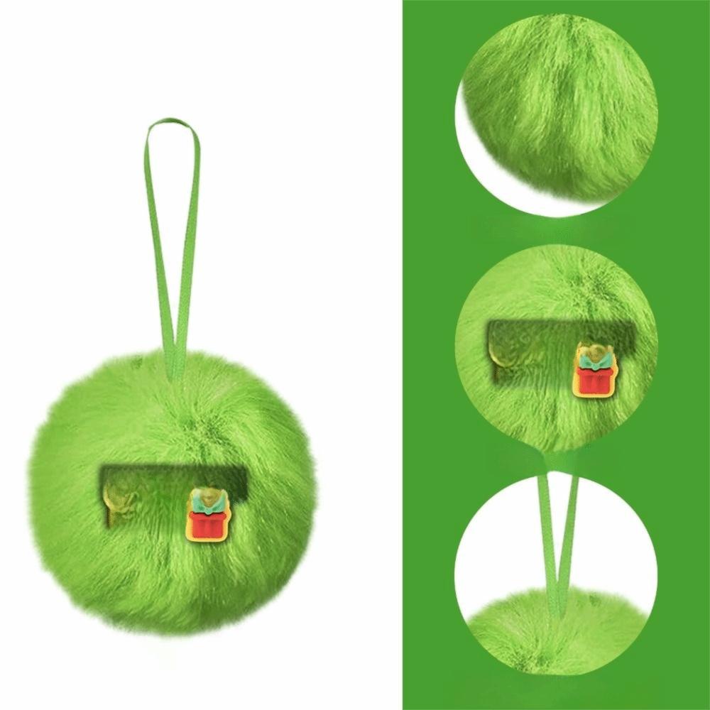 Furry Christmas Ball Lime Green DIY Christmas Tree Decoration Ball 6cm with Bow Christmas Hanging Decorations Navidad