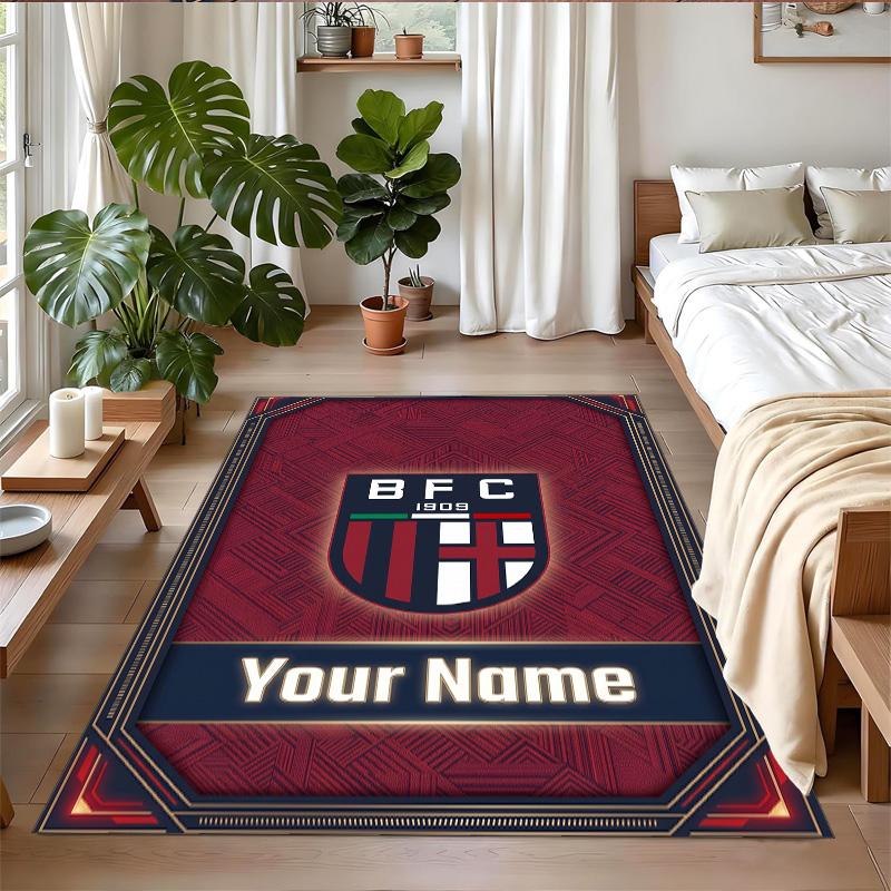 Crystal Velvet Rug Custom Name Text, Soft Non Slip Floor Mat Home DecorBologna FC