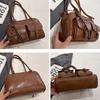 Women's Vintage Bowling Bag Multi-pocket Large Capacity Shoulder Bag Fashion New Underarm Bag Casual And Versatile Handbag