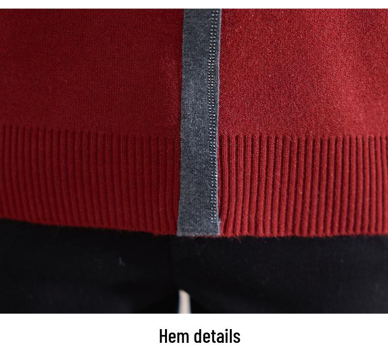 Mom's Red Fleece-Lined Winter Sweater - Perfect for New Year & Spring Festival for Middle-Aged and Elderly Women