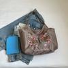 Summer New Fashionable Embroidered Shopping Bag Butterfly Style Single Shoulder Crossbody Handbag with Large Capacity