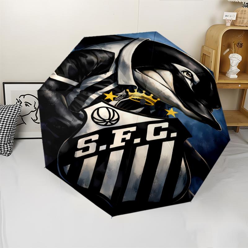 Santos SFC logo Print Automatic Umbrella, 8 Rib Iron Frame, Plastic Handle, Suitable for Outdoor Travel &Daily , Ideal Gift