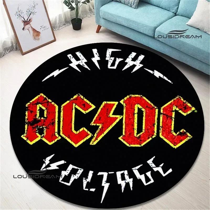 Rock band AC/DC retro printed round carpet bedroom beautiful carpet non -slip door pad floor mats area rug birthday gift