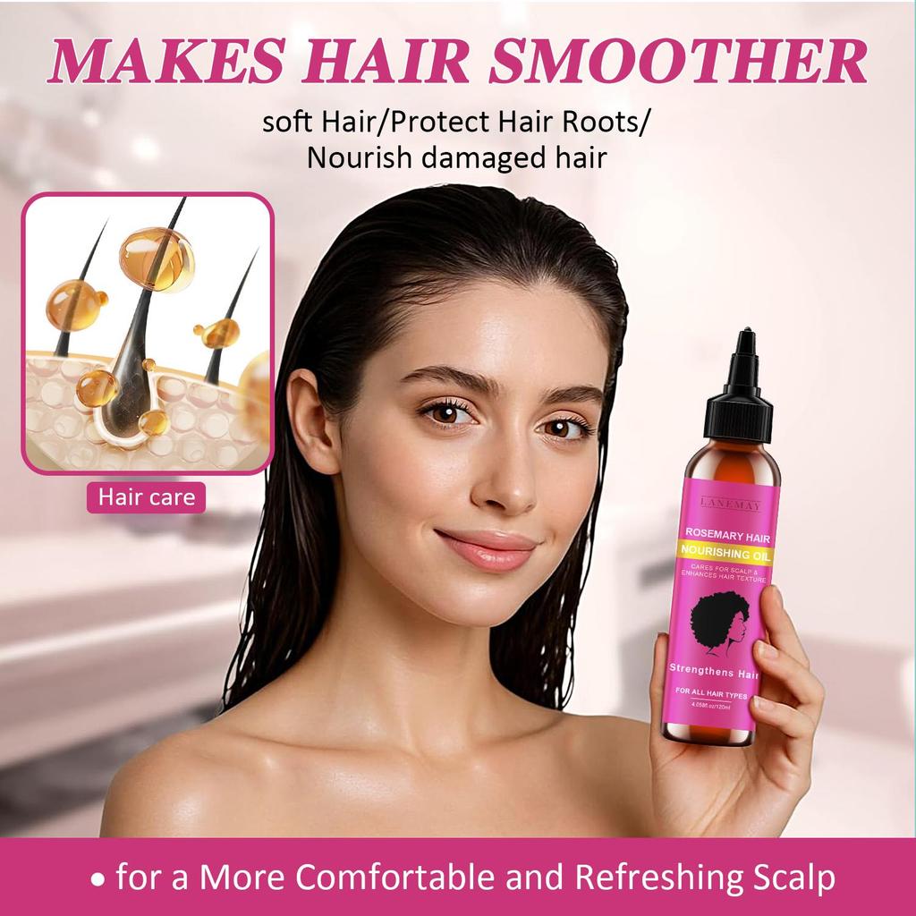 Rosemary Hair Oil-Nourishes And Promotes Scalp Health-Enhances Hair Shine-Suitable For All Hair Types, 120ml