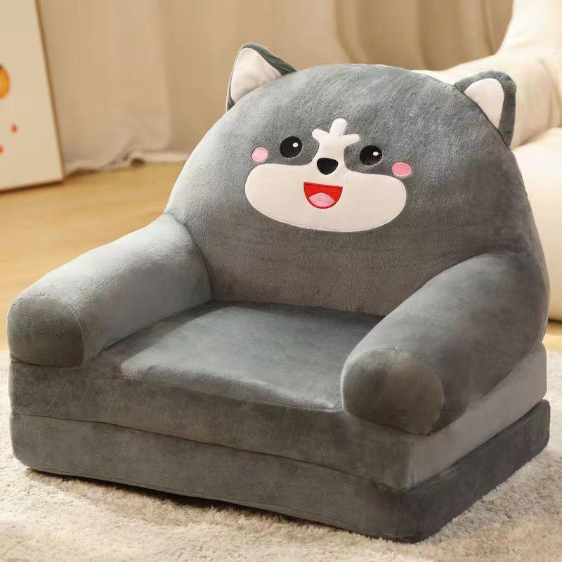 2 Layer Folding Chair Cartoon Animal Baby Children Armchair Sofa Infant Learning Chair for 3-6 Months Soft Tatami Safe and Anti-drop