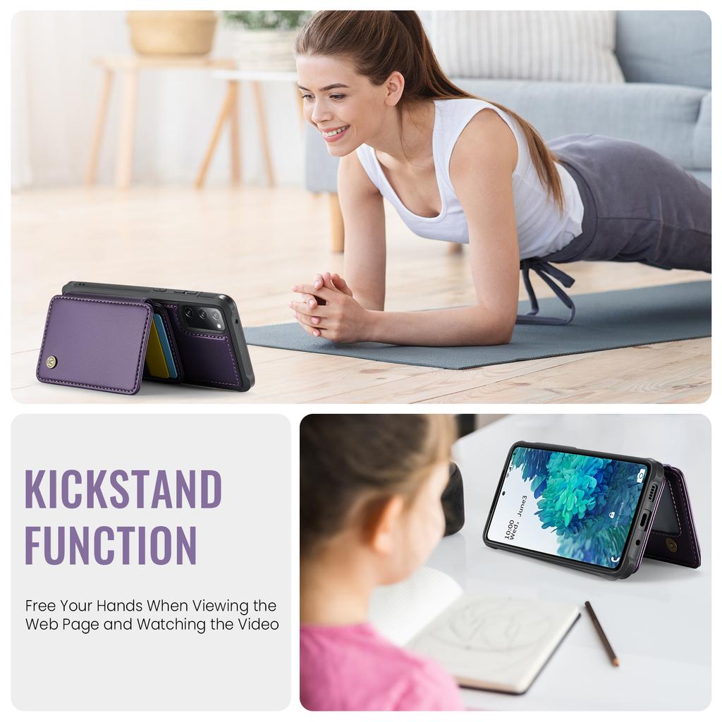 For Samsung Galaxy S20 FE Case JEEHOOD J05 Leather Mobile Cover with Detachable Magnetic Card Bag