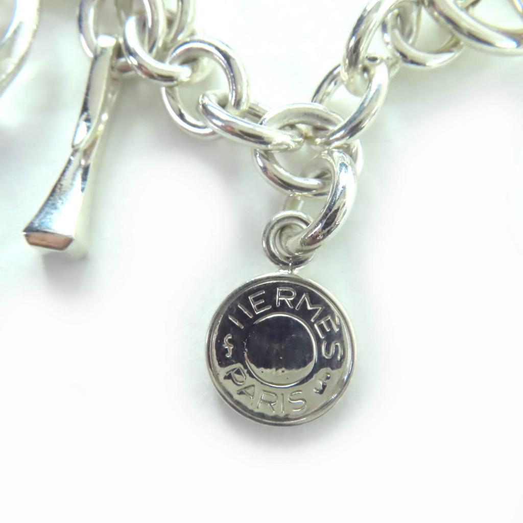 Great HERMES bracelet Bangle with 7 amulets Silver 925 Women Used