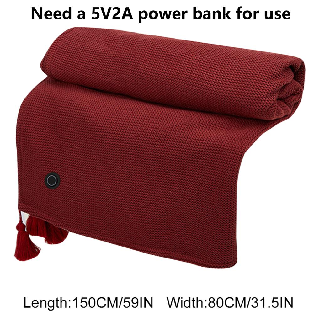 Wearable Electric Heated Blanket with 3 Heating Levels USB Heating Blanket Soft Zipper Heated Blanket Shawl Winter Warmer Scarf