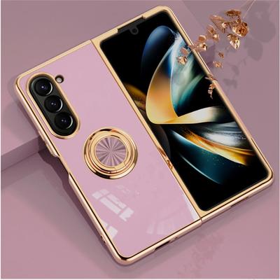 Гальванический чехол с магнитным кольцом-держателем для телефона Samsung Galaxy Z Fold 5 4 Fold5 Fold4 5G Hard Shell противоударный чехол