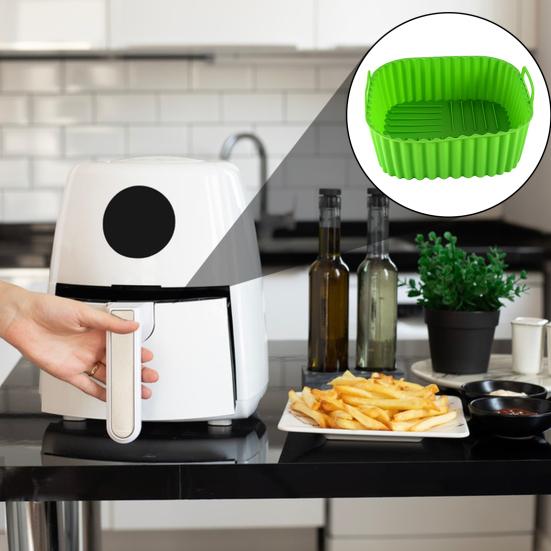 Силиконовая корзина для аэрофритюрницы - Многоразовая, Антипригарная, Не содержит БФА, Термостойкая с ручками