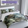3pcs Custom Name Wolf Companion Journey Bedding Set Printed Bedding Set Duvet Cover Closure Includes 1 Duvet Cover & 2 Pillowcases Bedroom Decor