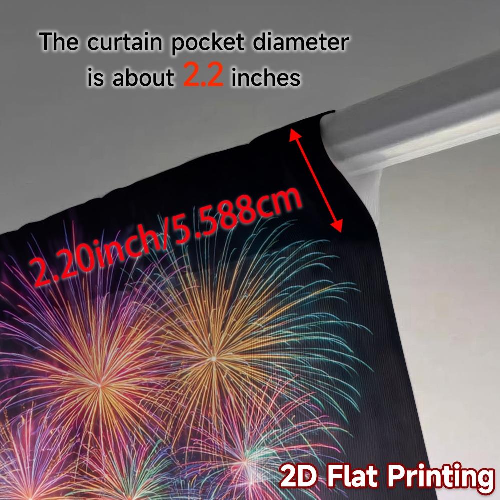 2pcs, 2D FLAT PRINTING Curtains (Without Rod) Firework Bloom Popular Contemporary Curtains 100% Polyester Curtains Gifts