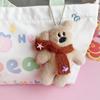Cartoon Scarf Bear Keychain Plush Bear Doll Pendant Couple Pendant Keyring Backpack Charms Car Bag Decor Newyear Gift Accessory