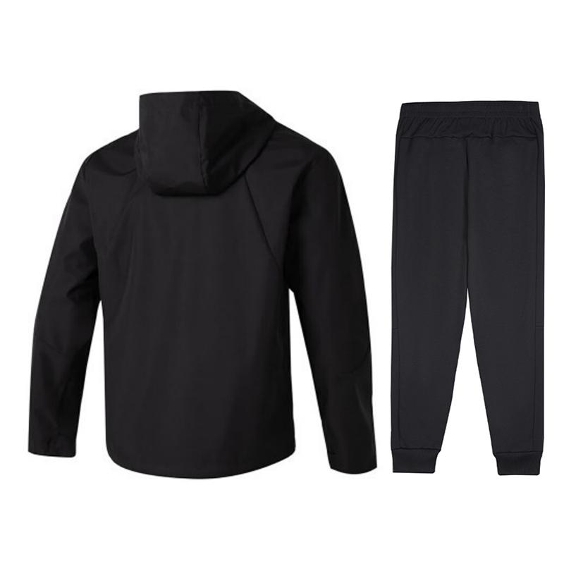 Under Armour Windproof Zip Jacket Running Fashion Comfortable Long Pants Casual Sports Suit Men Suit Black 23600401-001+24500703-001