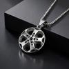 Creative Unique Wheel Hub Pendant Necklace Inlaid Cubic Zircon Stainless Steel Necklace Fashion Punk Jewelry for Men Gift
