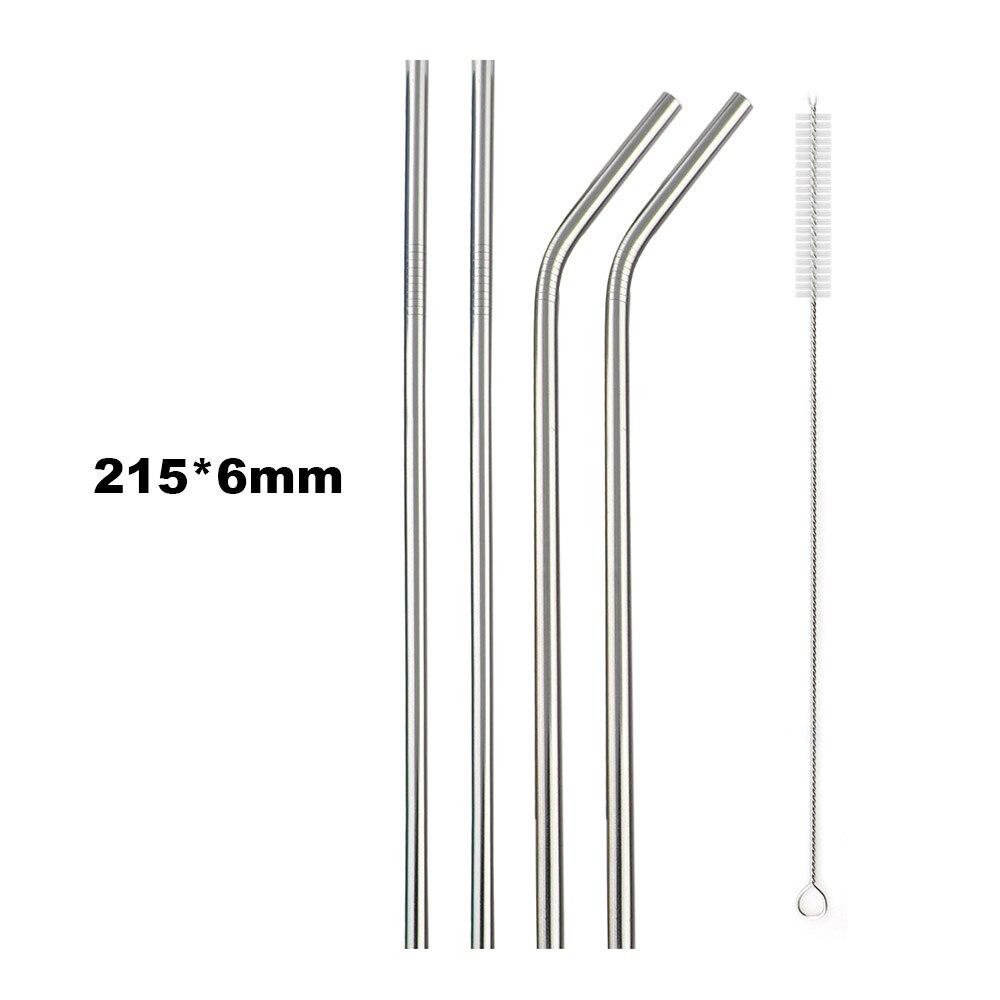 18/10 Stainless Steel Straw Set Reusable Drinking Straw High Quality Metal Colorful Straw With Cleaner Brush Bar Party Accessory