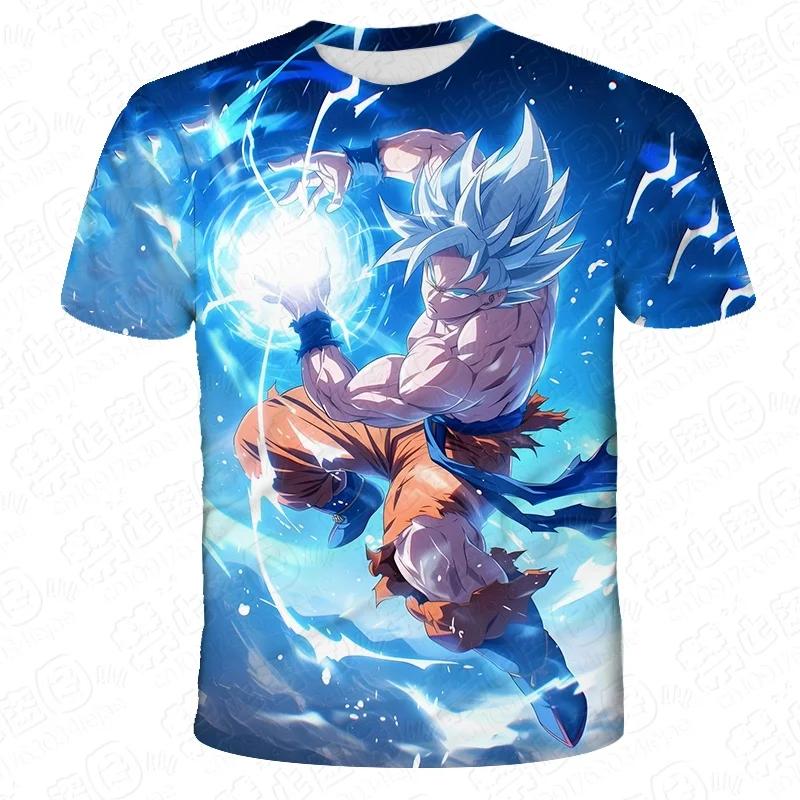 Аниме Dragon Ball Сон Гоку 3D Печать Детская Футболка Летняя Модная Повседневная Футболка Мальчик Девочка Унисекс Удобные Футболки с Коротким Рукавом