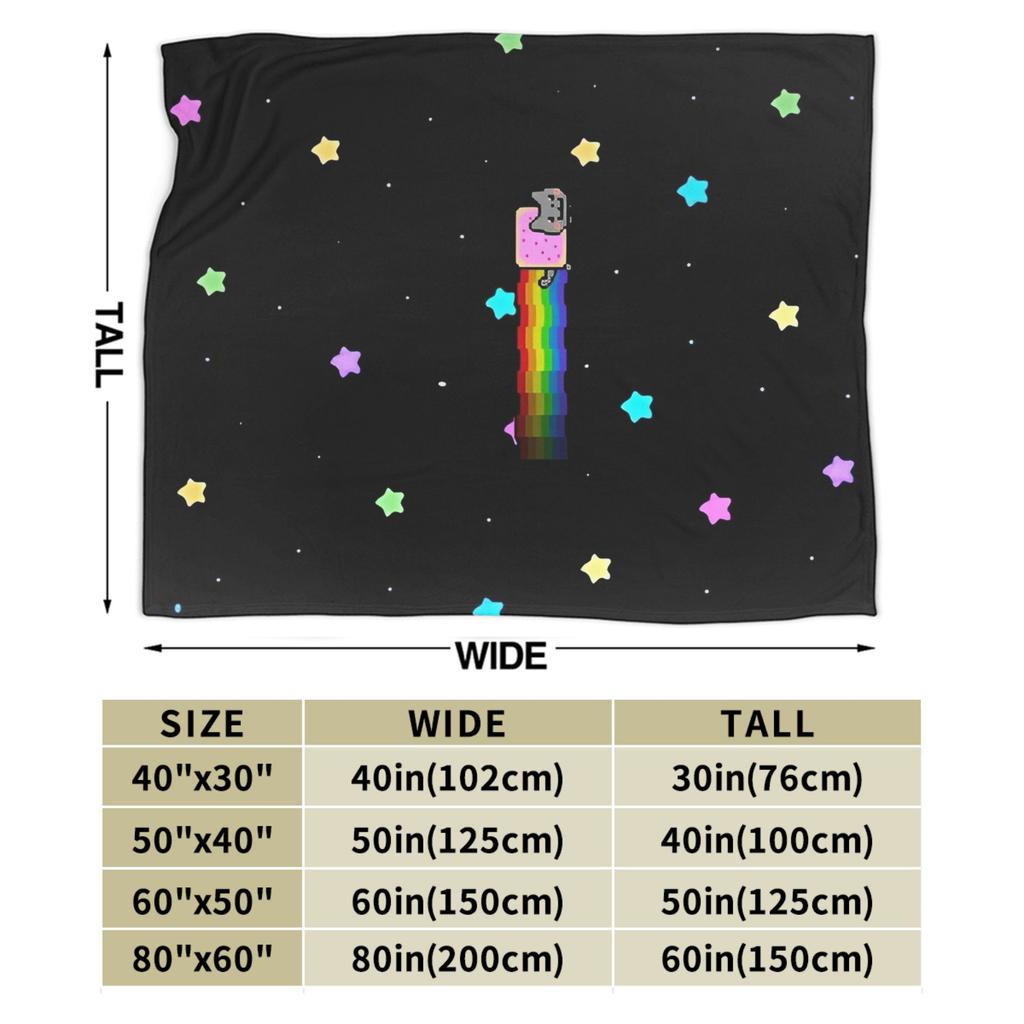 Cat Rainbow Pixel Space Nyans Blanket Flannel Textile Decor Multifunction Soft Throw Blankets for Bedding Couch Rug Piece