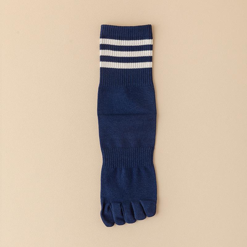 1 Pairs Women Five Finger Socks Cotton Black White Striped Middle Tube Toe-Split Socks Girls' Outdoor Socks Four Seasons